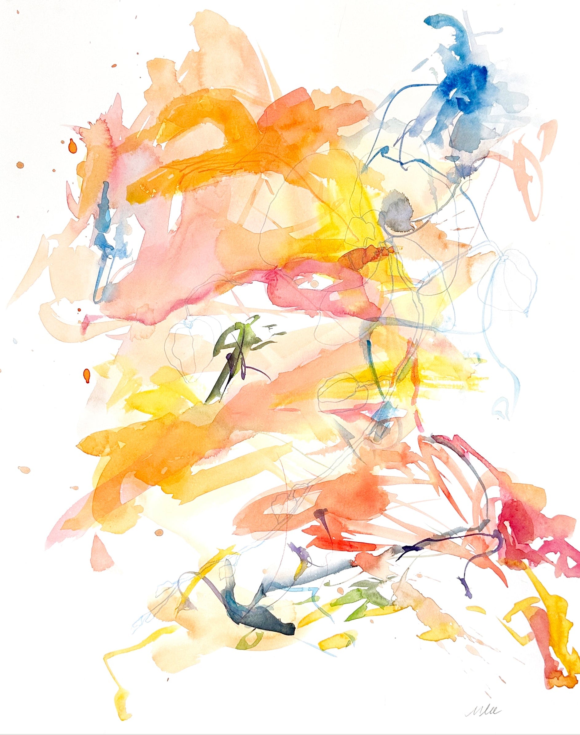Abstract painting with colorful brush strokes on a white background By Monica Lee Rich